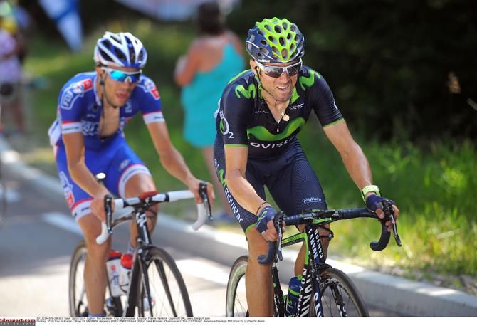 Alejandro Valverde (Movistar) and Thibaut Pinot (FDJ) fight it out on the Chamrousse climb