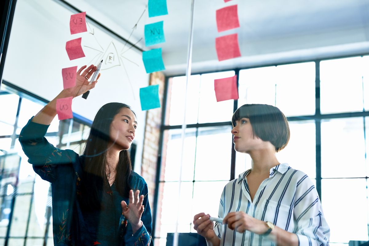 Two women working in an office