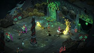 Games like Diablo: A screenshot of a room during Hades 2.