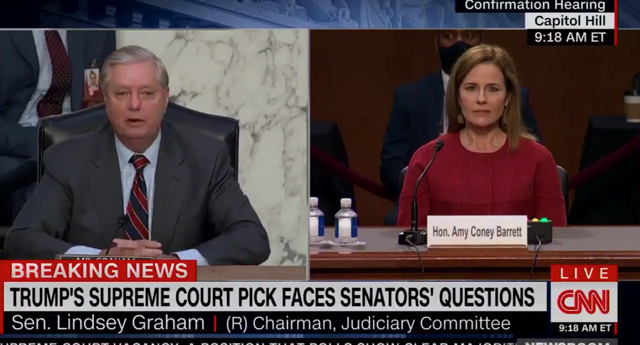 Sen. Lindsey Graham and Amy Coney Barrett.