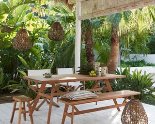 dining table and chairs on patio