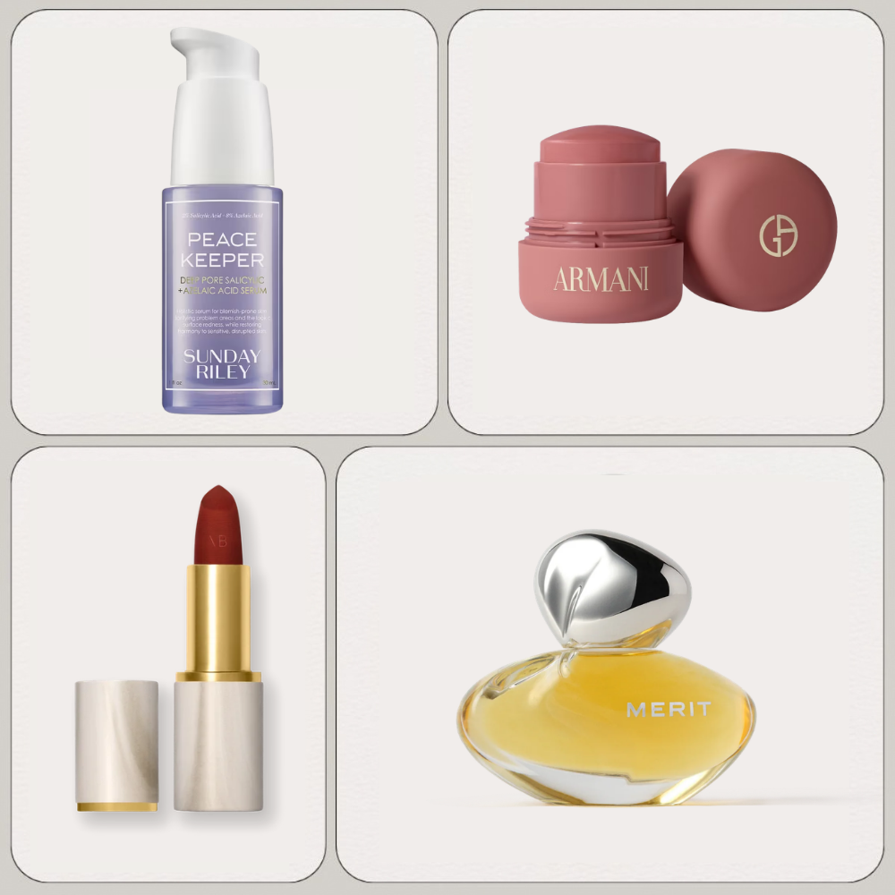Graphic of some of the best new beauty products of the month