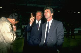 Colin Addison (right) alongside Ron Atkinson at Atletico Madrid in 1988.