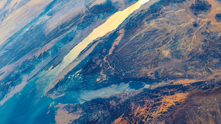 A picture taken from orbit of the Gulf of Suez.