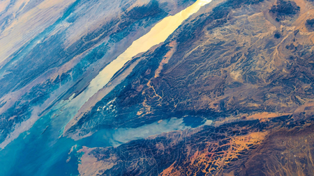 A picture taken from orbit of the Gulf of Suez.