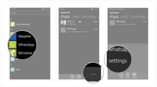Launch WhatsApp, tap more, and tap settings.