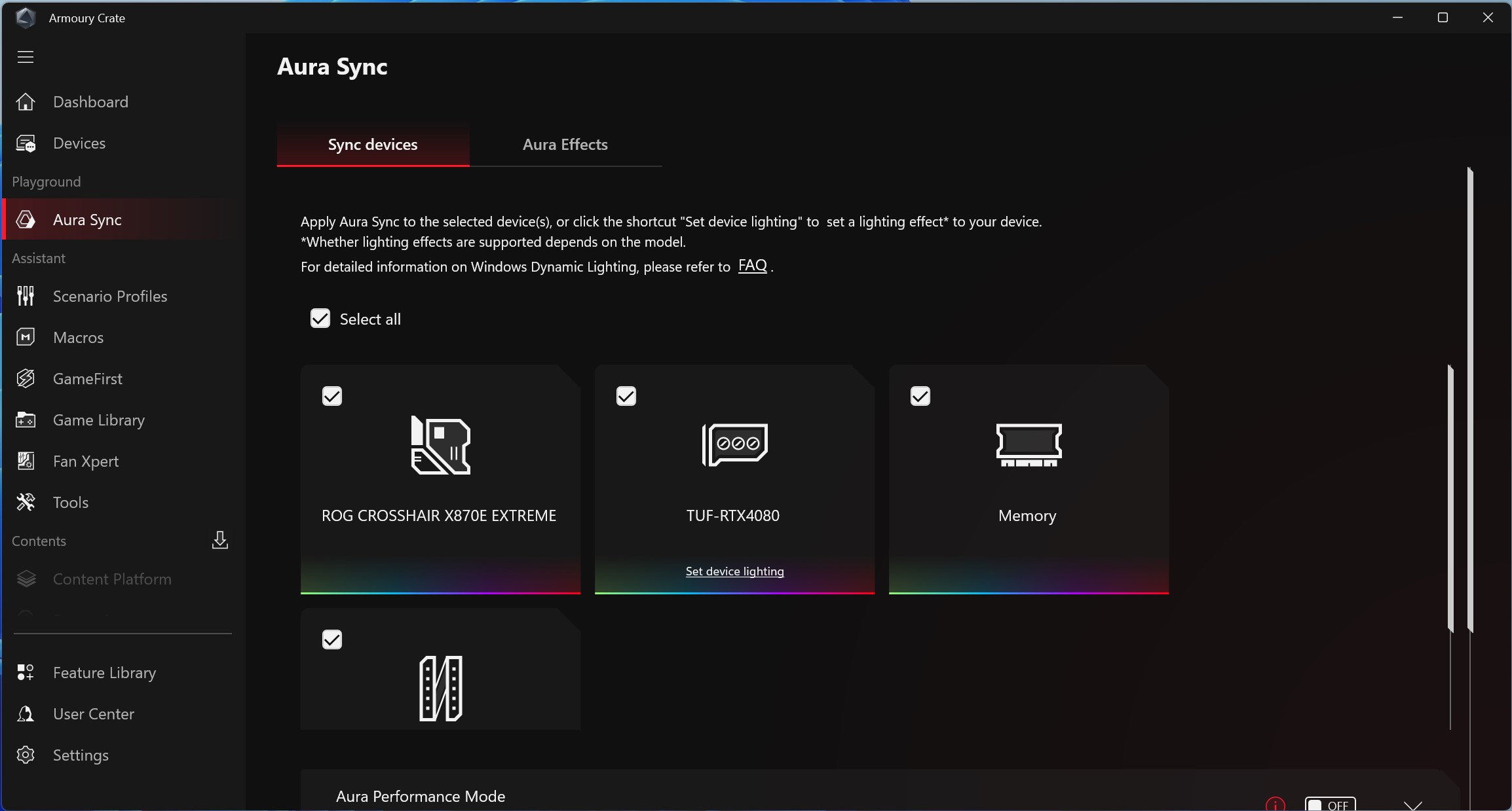 Asus ROG Crosshair X870E Extreme - Armoury Crate
