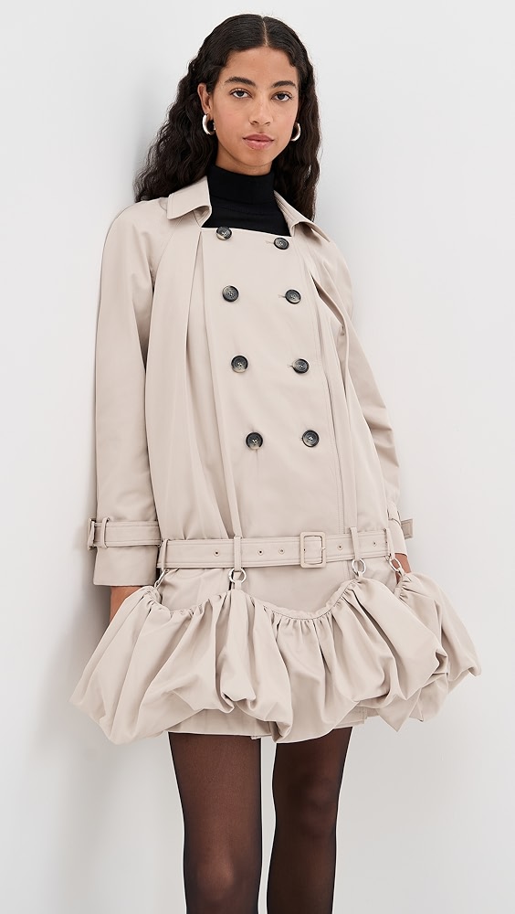 Rokh Puff Hem Trench Dress