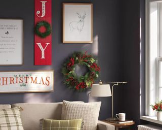 Christmas decorations hanging on wall