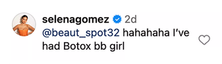 Selena Gomez's Instagram comment.