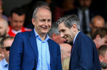 Tánaiste Micheál Martin TD and An Taoiseach Simon Harris TD during the GAA Hurling All-Ireland Senior Championship Final