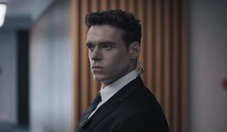 Bodyguard Richard Madden looking ready for action in the office