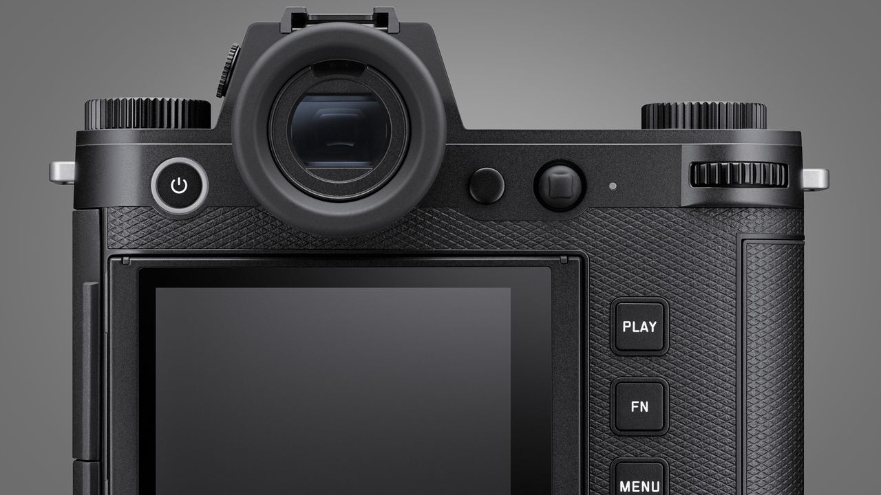 The Leica SL3 camera on a grey background