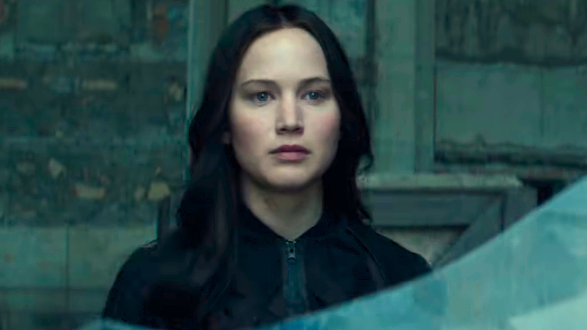 Jennifer Lawrence is shown in the trailer for The Hunger Games: Mockingjay Part 2.