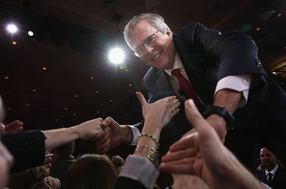 Jeb Bush makes sure to shake the hands of his supporters.