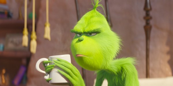 The Grinch holding coffee mug Benedict Cumberbatch 2018