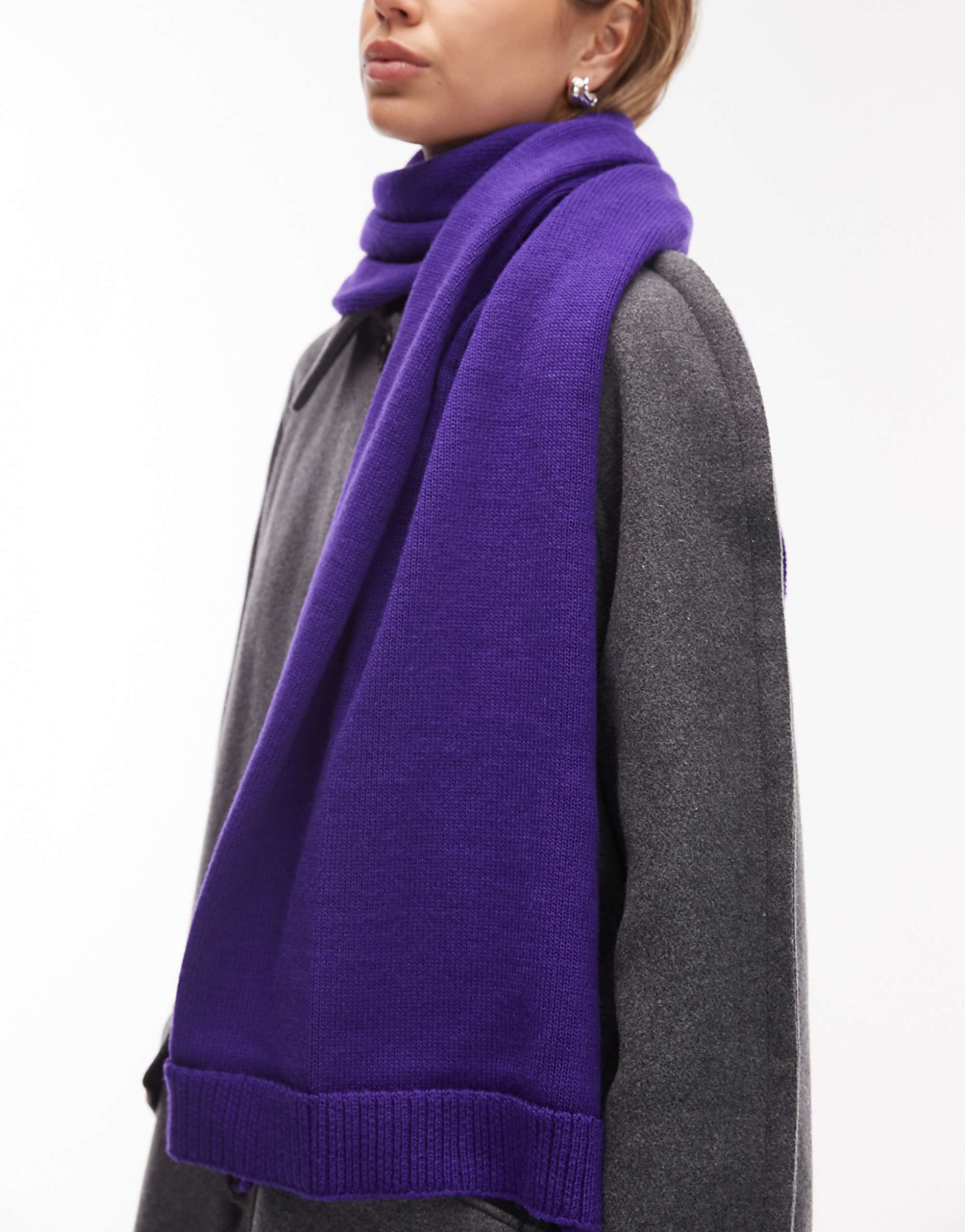 Asos Design Fluffy Knitted Scarf in Purple