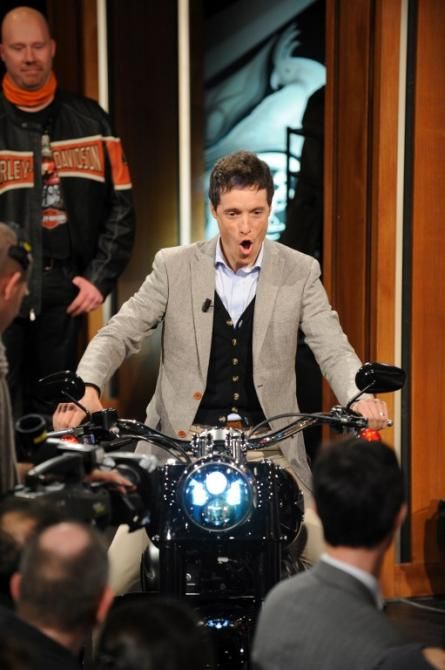 Get your motor runnin'... Sylvain Chavanel (Omega Pharma-QuickStep) during his team presentation
