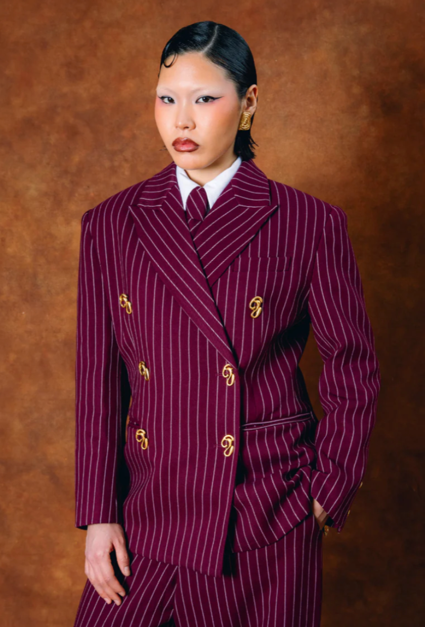 Kai Collective, Robyn Double-Breasted Pinstripe Blazer