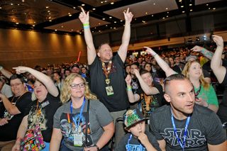 Fans get excited at the 2017 Star Wars Celebration convention.