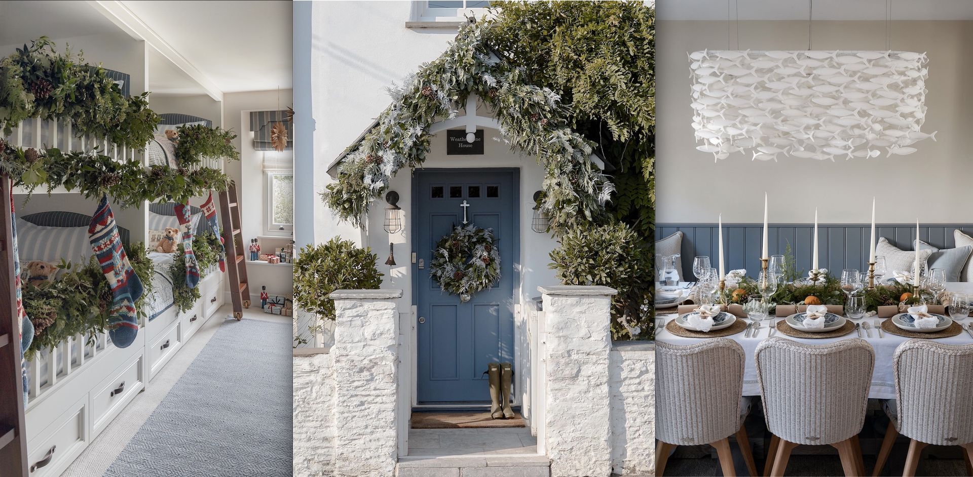 British coastal decor meets Christmas in a designer's cottage | Homes ...