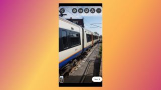 Screenshot of Instagram Stories interface on gradien background