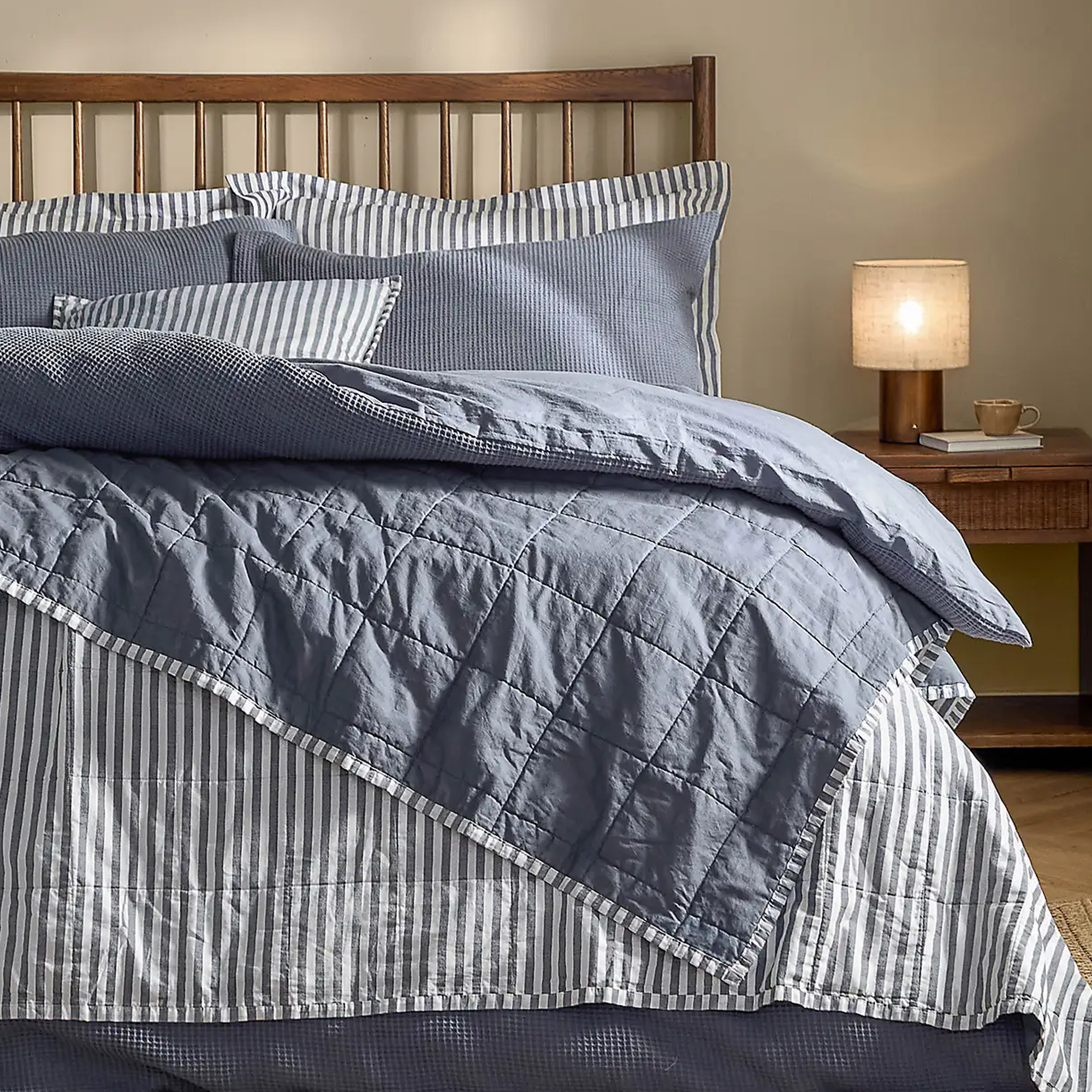 Dunelm, Yard Hebden Stripe 100% Cotton Bedspread