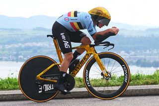 ZURICH SWITZERLAND SEPTEMBER 22 Remco Evenepoel of Team Belgium sprints during the 97th UCI Cycling World Championships Zurich 2024 Mens Elite Individual Time Trial a 461km one day race from Gossau to Zrich on September 22 2024 in Zurich Switzerland Photo by Dario BelingheriGetty Images