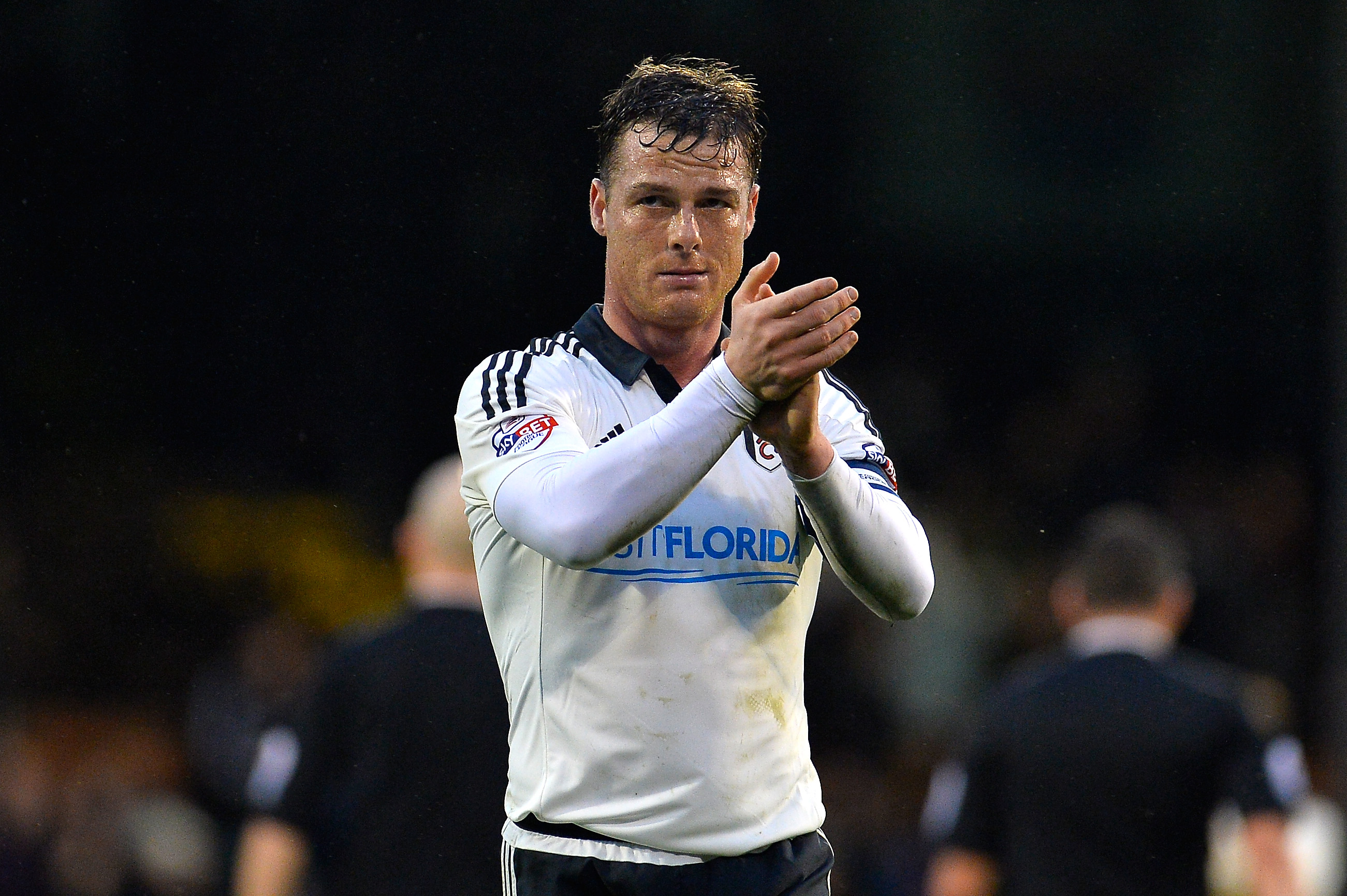 Scott Parker applauds the Fulham fans after a win over Charlton Athletic in the Championship in February 2016.