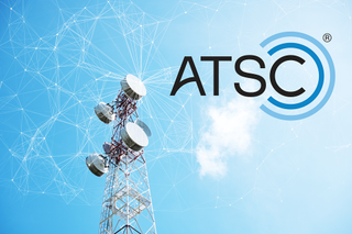 ATSC logo with towers in the background
