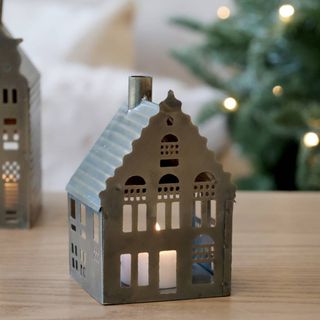 Zinc house tealight holder