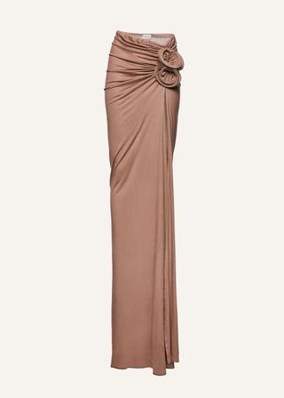 Draped maxi skirt in beige