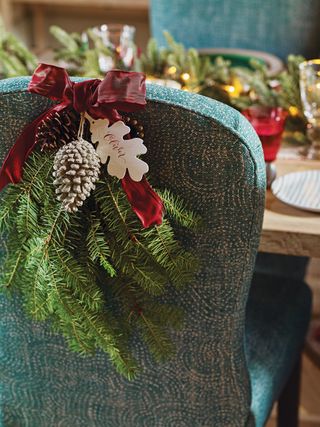 Pine cone decorations –Christmas chair decoration with pine cone