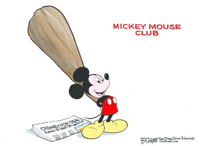 Political cartoon U.S. Disney Fox merger