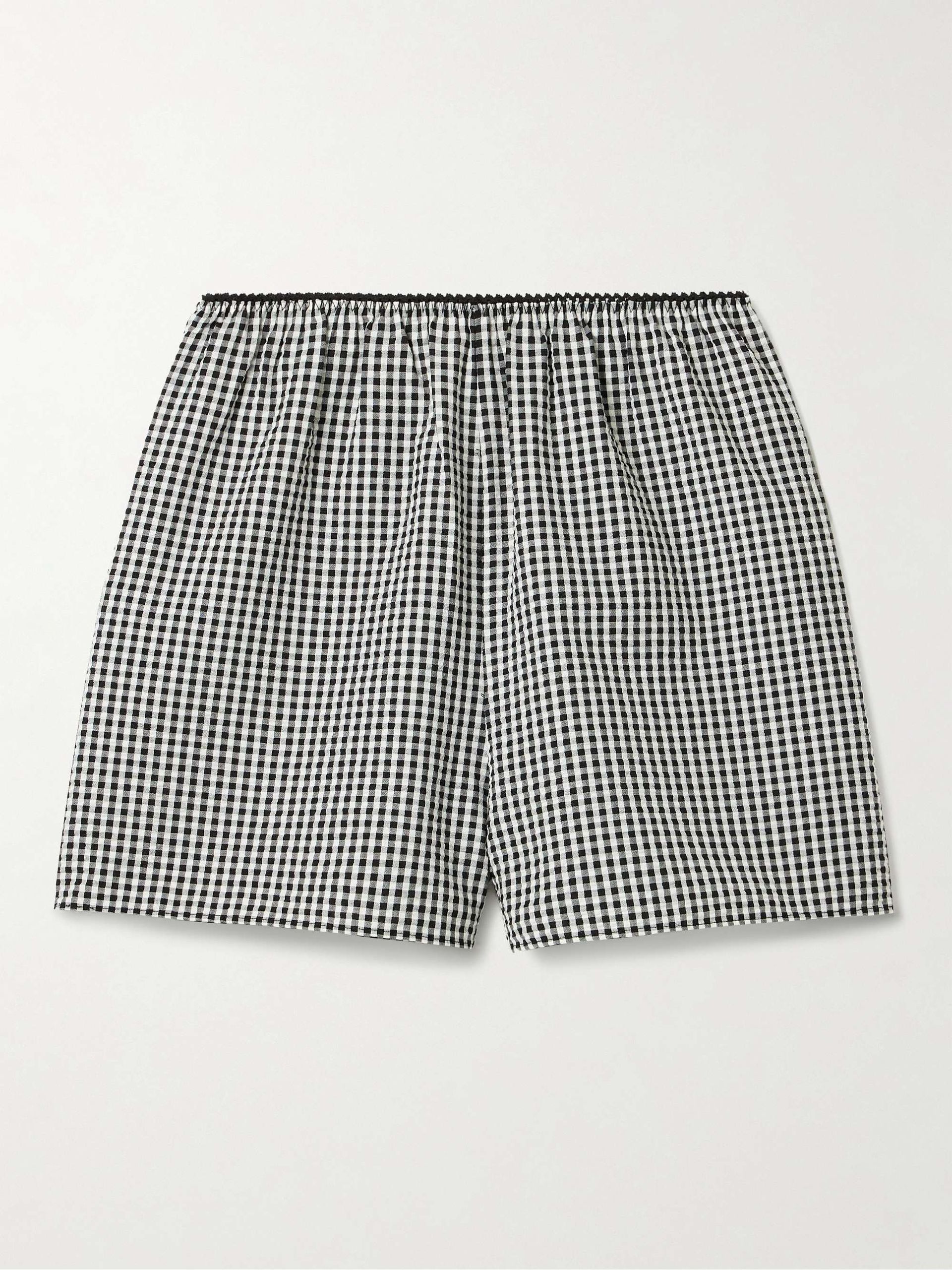 Larena Gingham Recycled-Seersucker Shorts