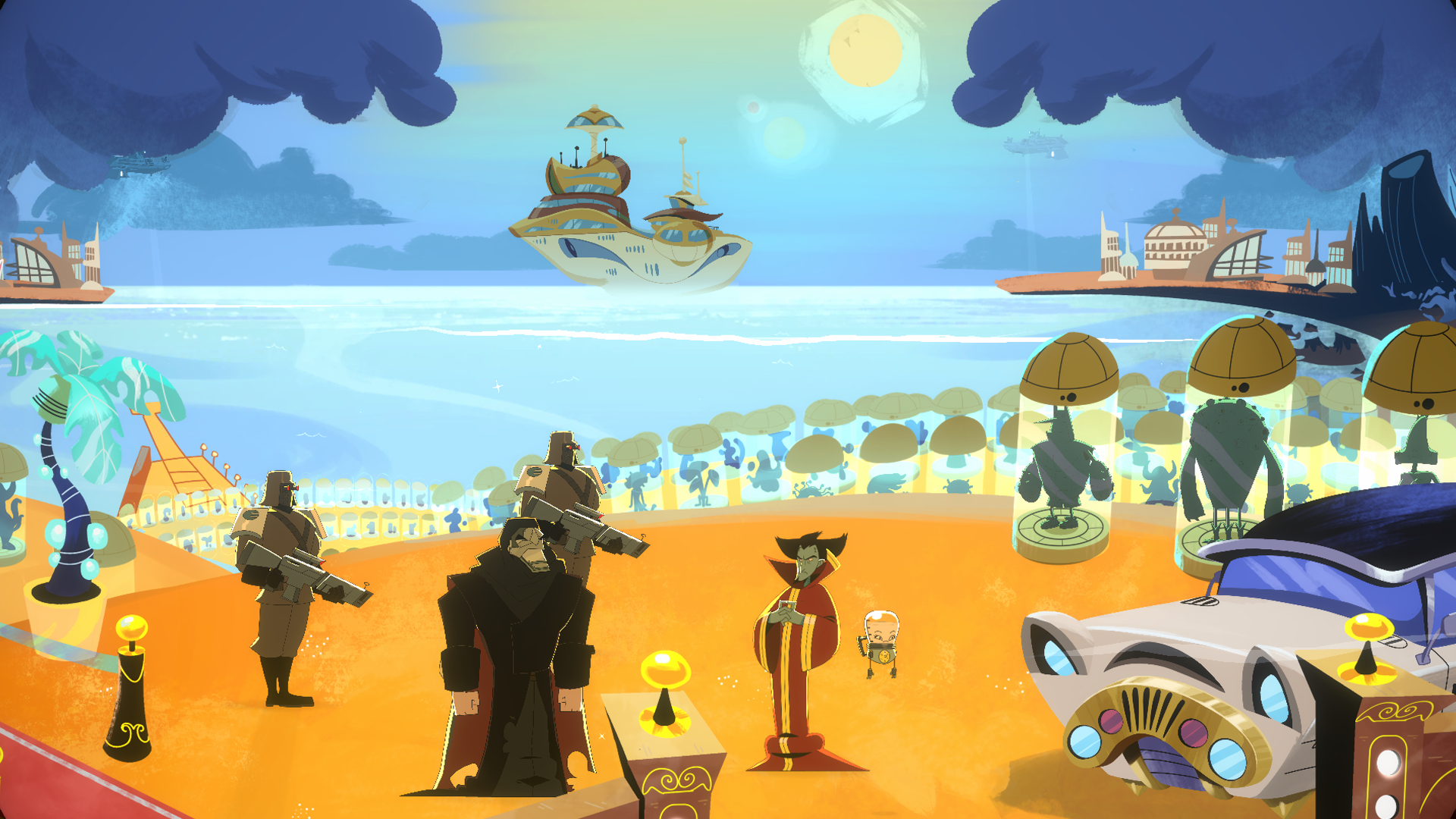 Earth Must Die cartoon game screens and art