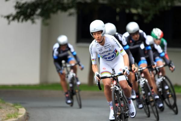 World time trial Champion, Emma Pooley leads the Garmin-Cervelo women