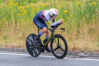 Chris McNamara on a time trial bike