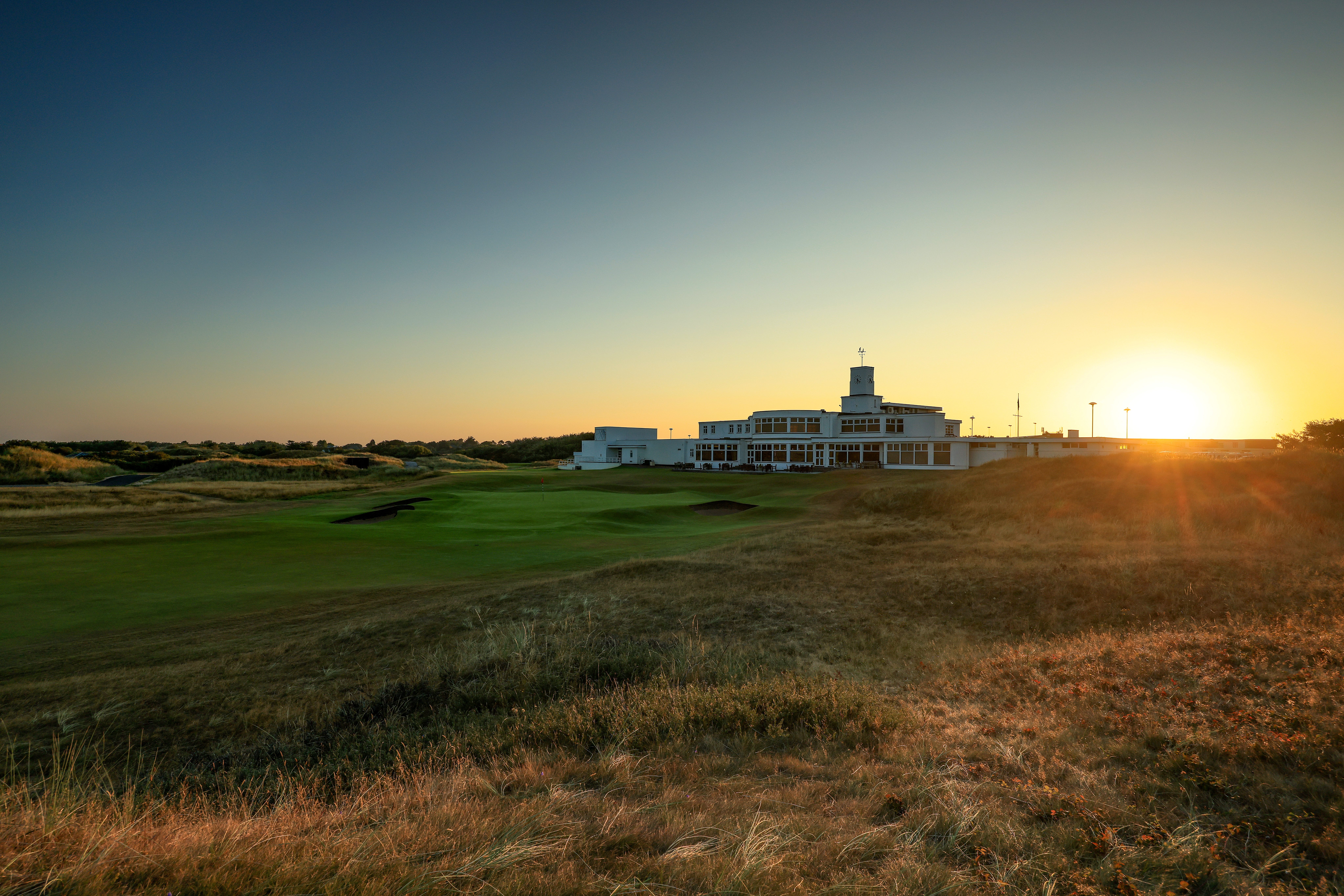 A general view of the 18th hole and clubhouse at Royal Birkdale Golf Club, the host course for the 154th Open Championship
