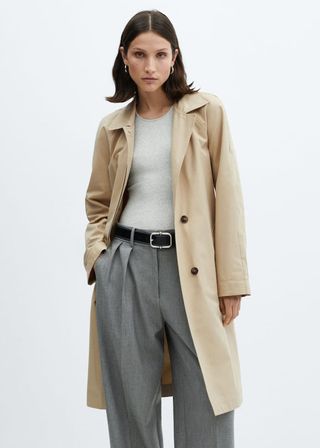 Cotton Trench Coat With Belt