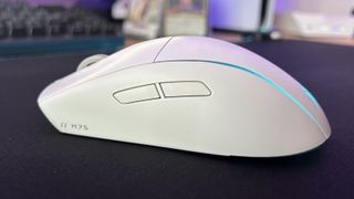 Corsair M75 Wireless gaming mouse from the side showing side buttons