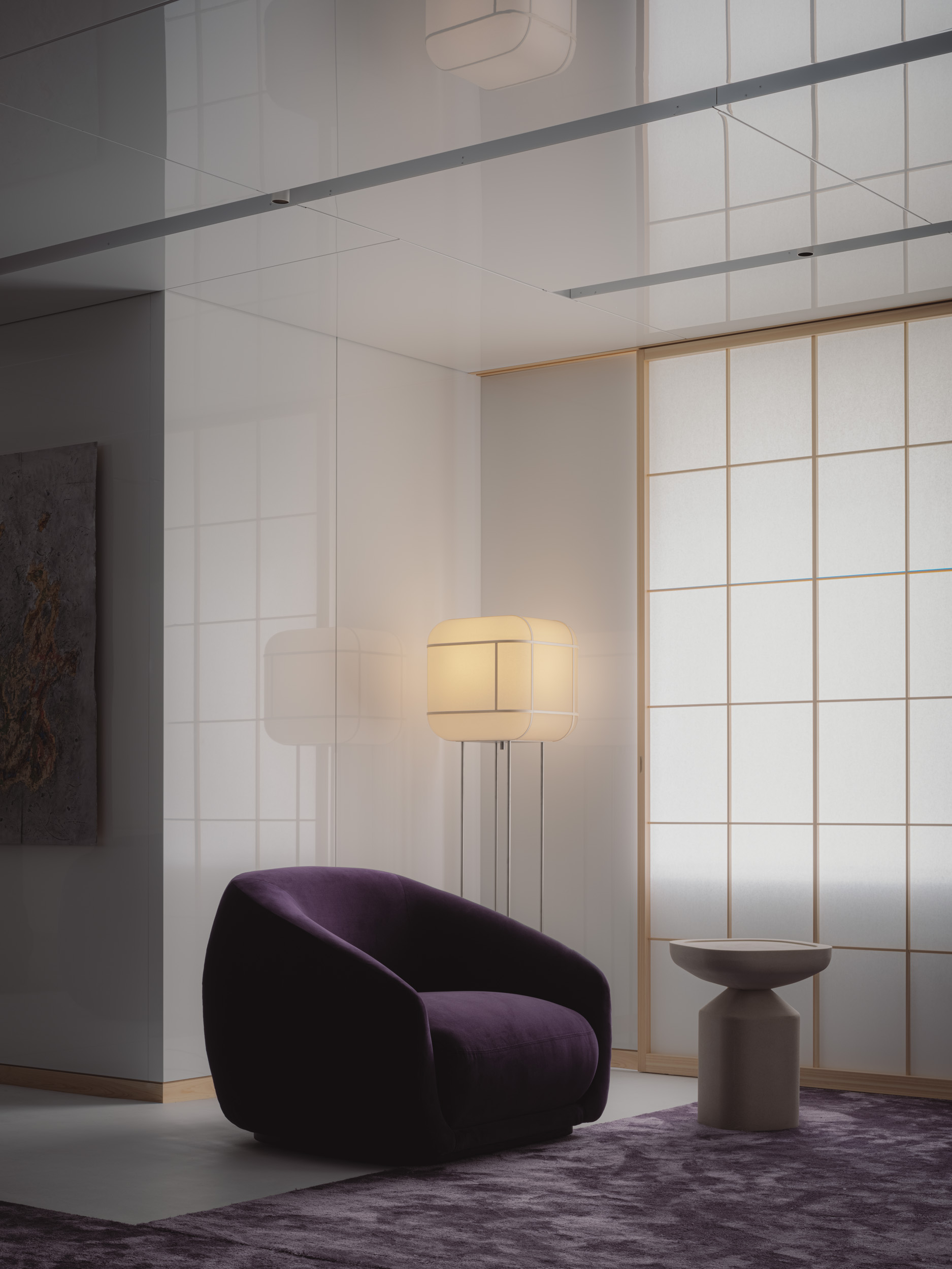 Matsuya Ginza lounge interior, minimalist with modern art deco influences