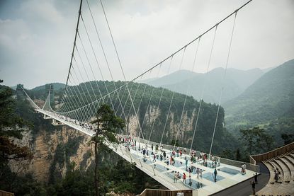 A record-breaking glass-bottomed bridge in China