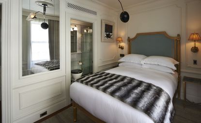 Bedroom of the Marlton Hotel, New York, USA