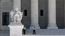 Guards outside the US Supreme Court, which ruled to outlaw affirmative action in college admissions
