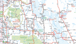 A section of a road atlas from Manitoba