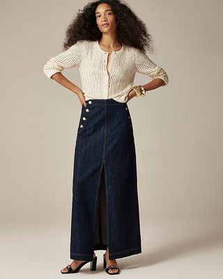 Denim Sailor Maxi Skirt