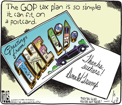 Political cartoon U.S. GOP tax plan
