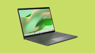 Acer Chromebook 714 laptop against green background