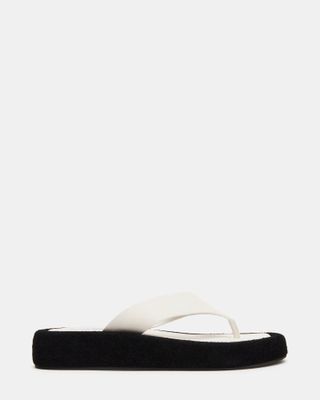 Kylen White Leather Thong Slide Sandal | Women's Sandals – Steve Madden